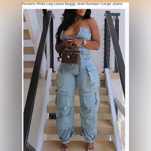 Blue Cargo Women Jumpsuit